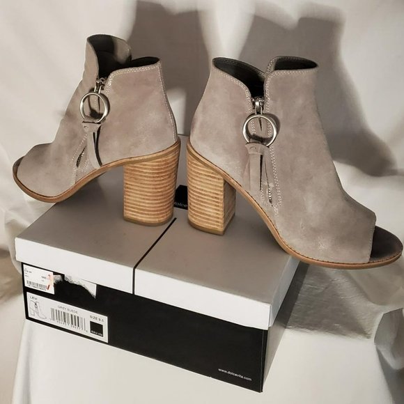 Dolce Vita “Levi” Suede Peep Toe Bootie in Gray Sz 9.5- Shipping Incl - Picture 1 of 15